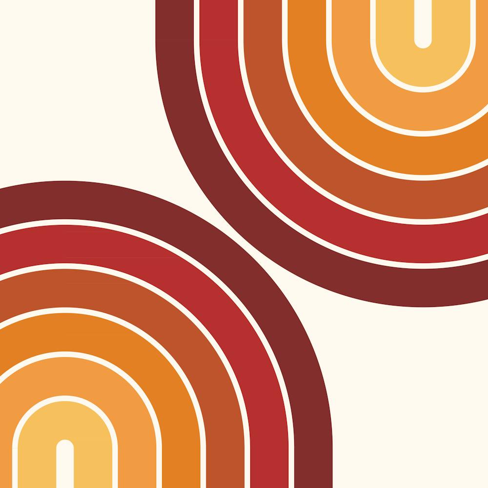 Midcentury Modern Geometric Rainbow I In Retro Themed 02
