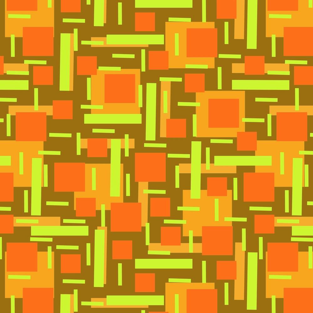 Shapely Overlap Orange Green On Brown Orange Geometric Abstract 1