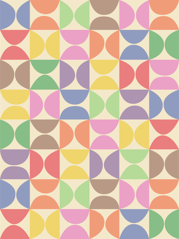 Abstract Colorful Geometric Mid-Century Shapes