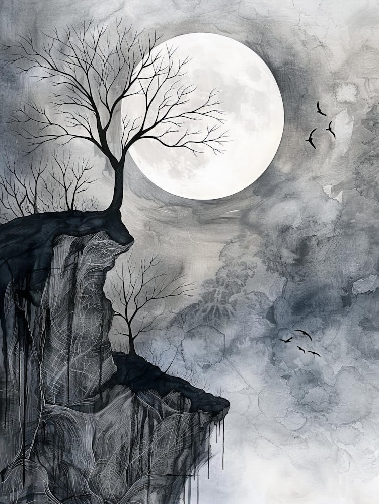 Full Moon On The Cliff