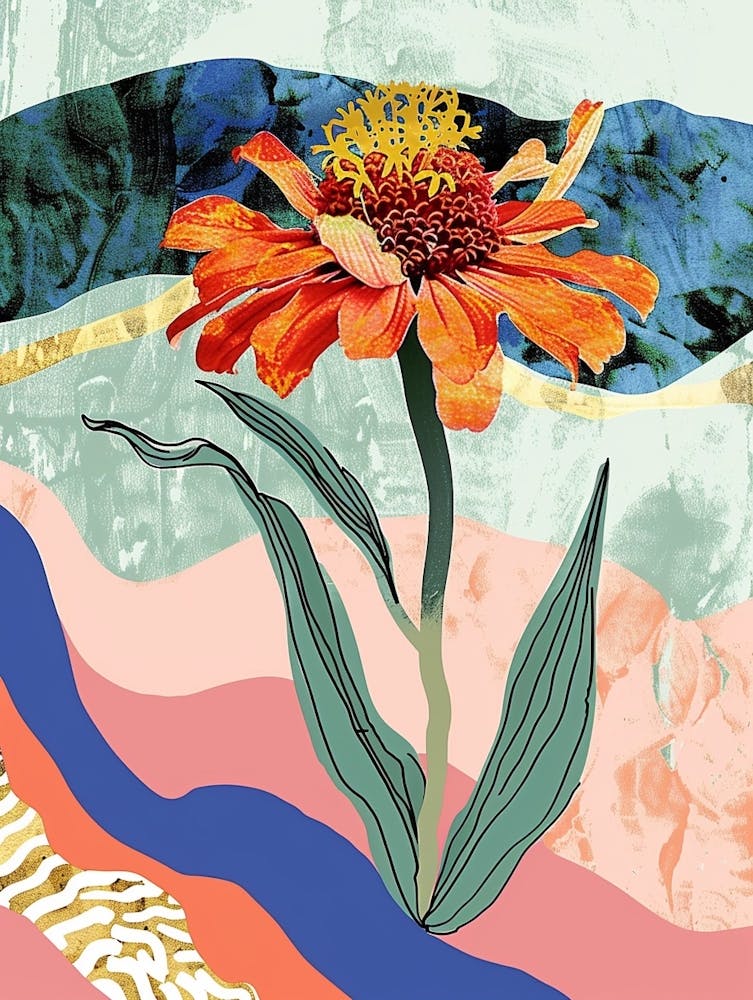 Bunte Blumenillustration Zinnie 4