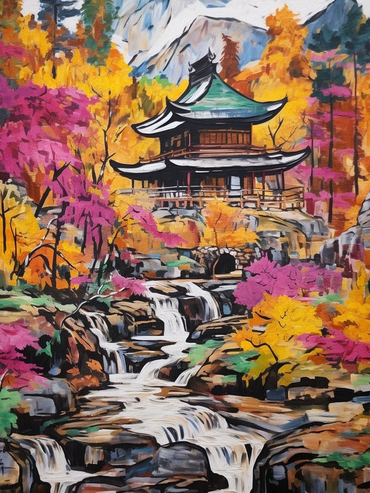 Autumn Gardens Painting Ginkaku Ji Japan 3