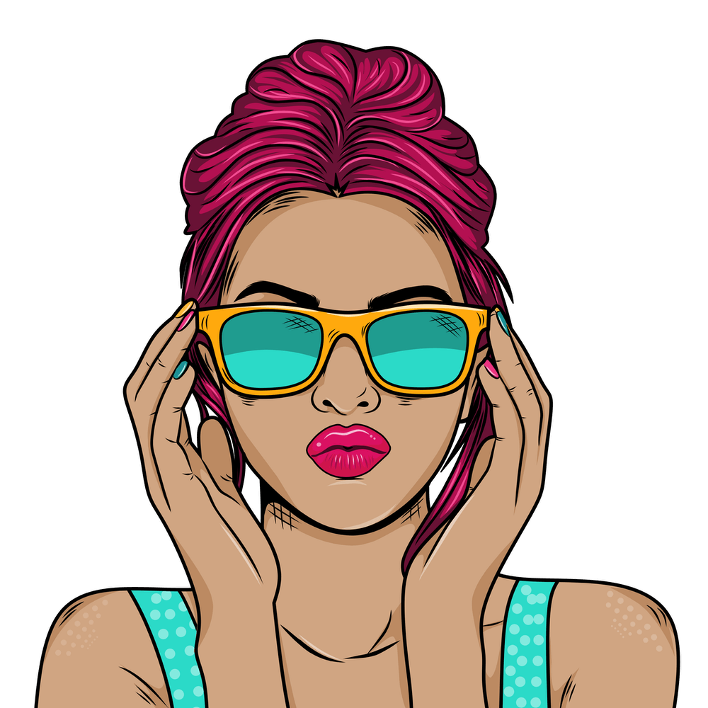 Girl With Pink Hair And Sunglasses
