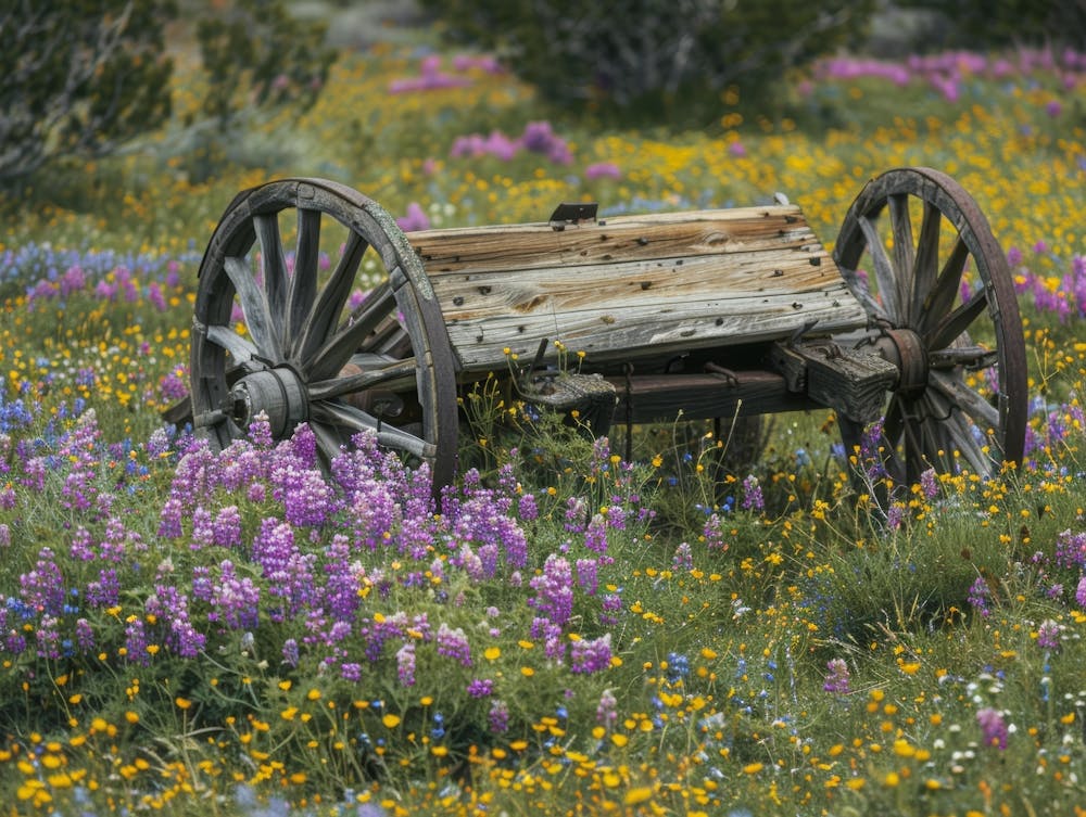 Wagon In Wildflowers