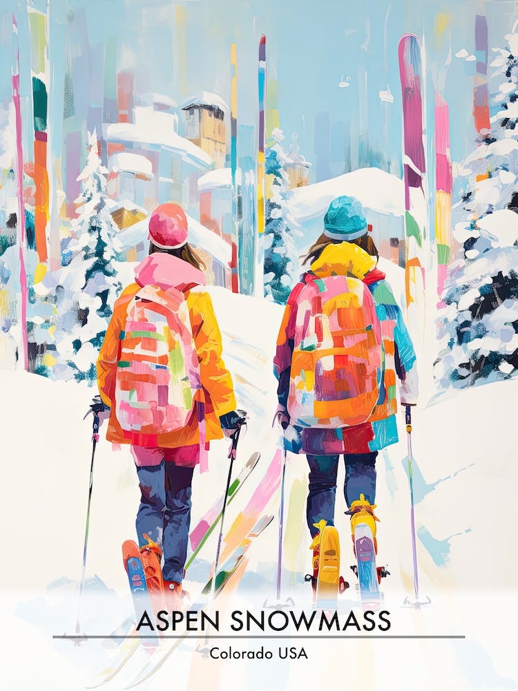 Aspen Snowmass   Colorado Usa, Ski Resort Poster Illustration 6