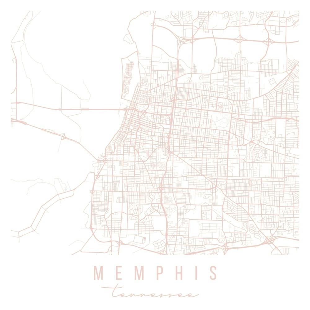 Memphis Tennessee Light Pink Minimal Street Map Square