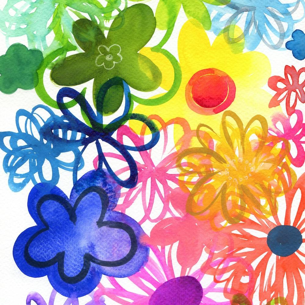 Funky Watercolor Flowers