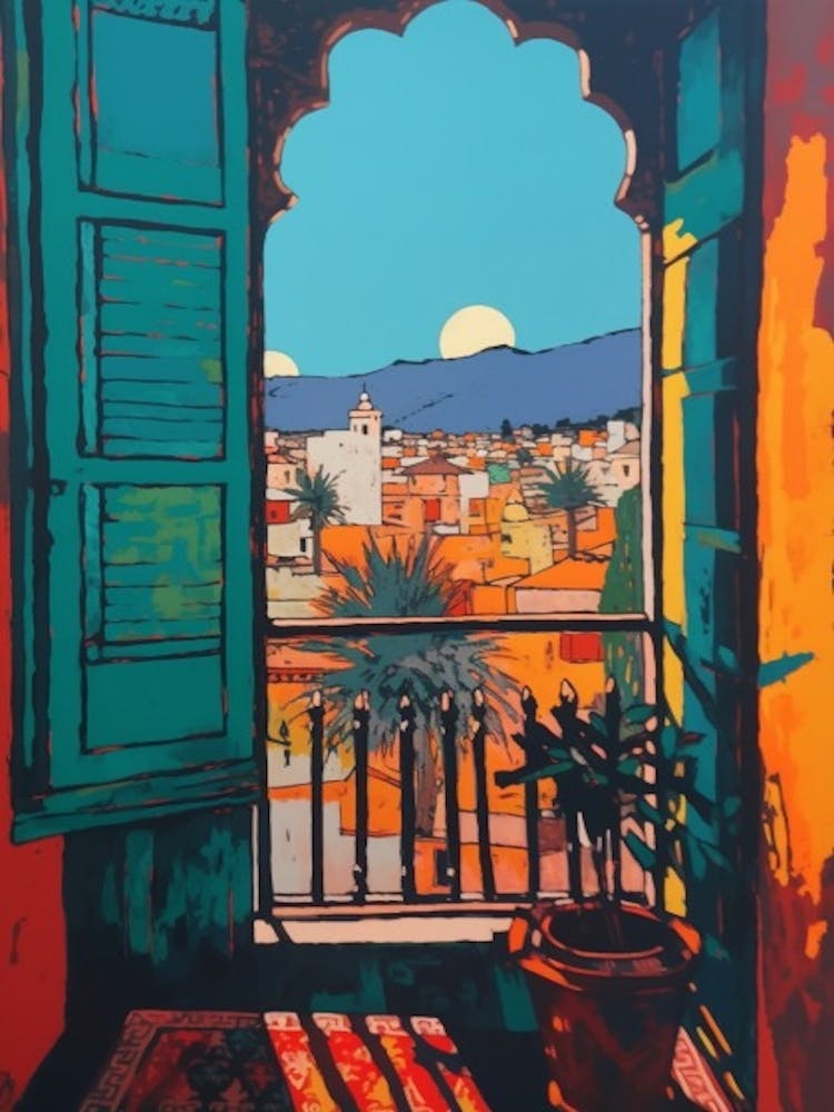 A Window View Of Marrakech In The Style Of Pop Art 2