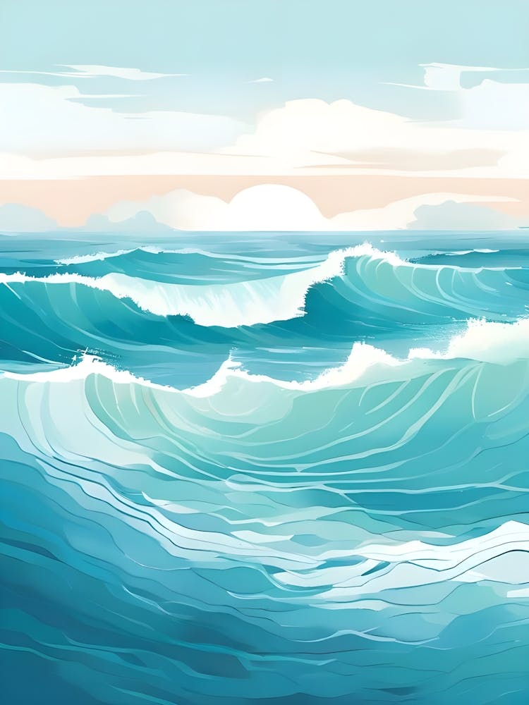 Ocean Waves At Sunset 4