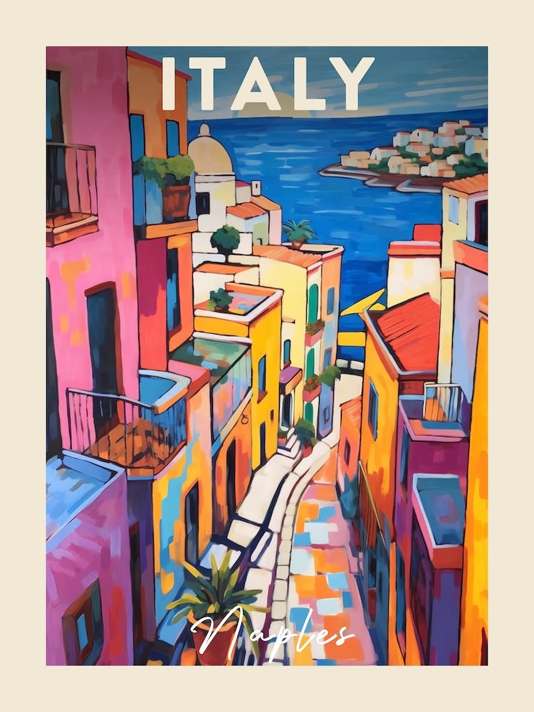Naples Italy 2 Fauvist Painting Travel Poster