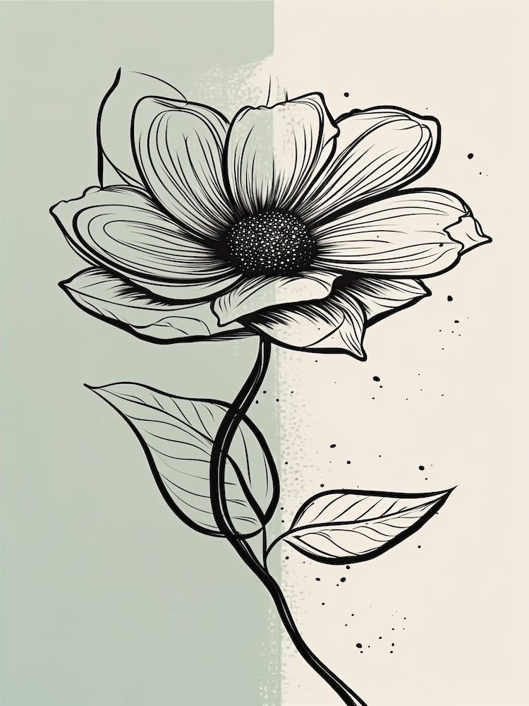 Line Art Sunflower Flowers Illustration Neutral 1