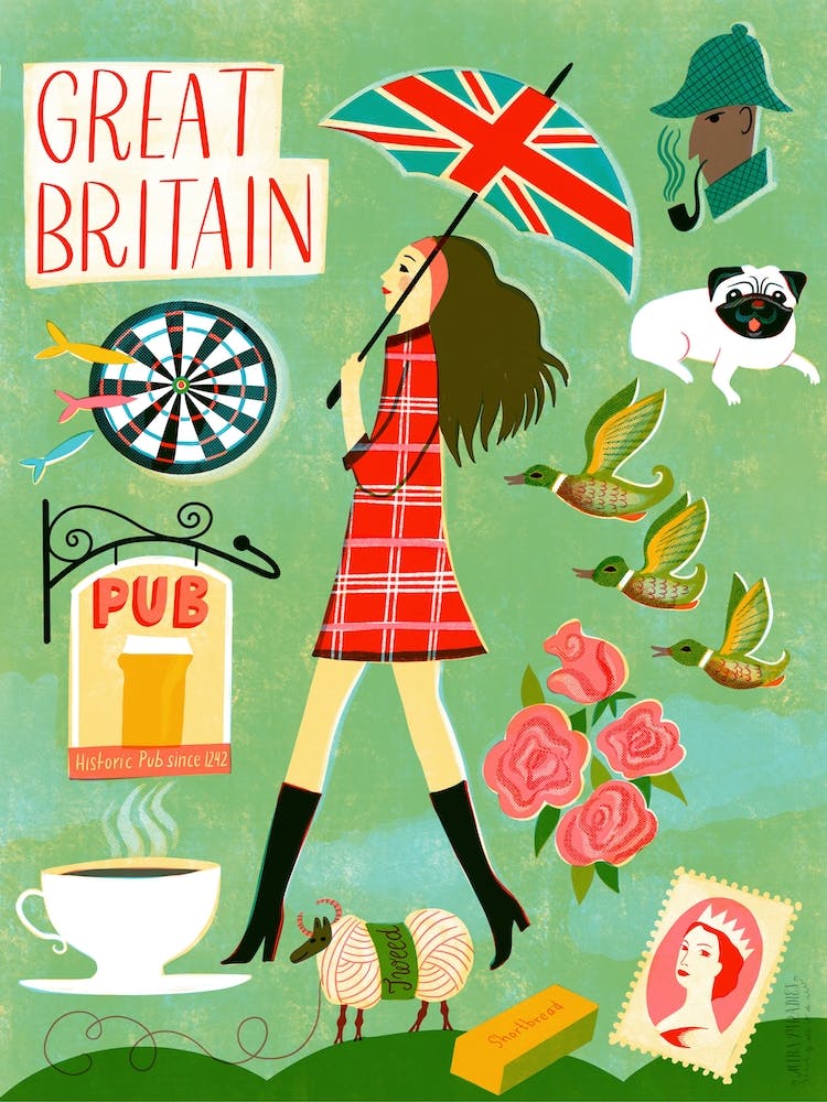 Screenprint Vintage Travel Greatbritain