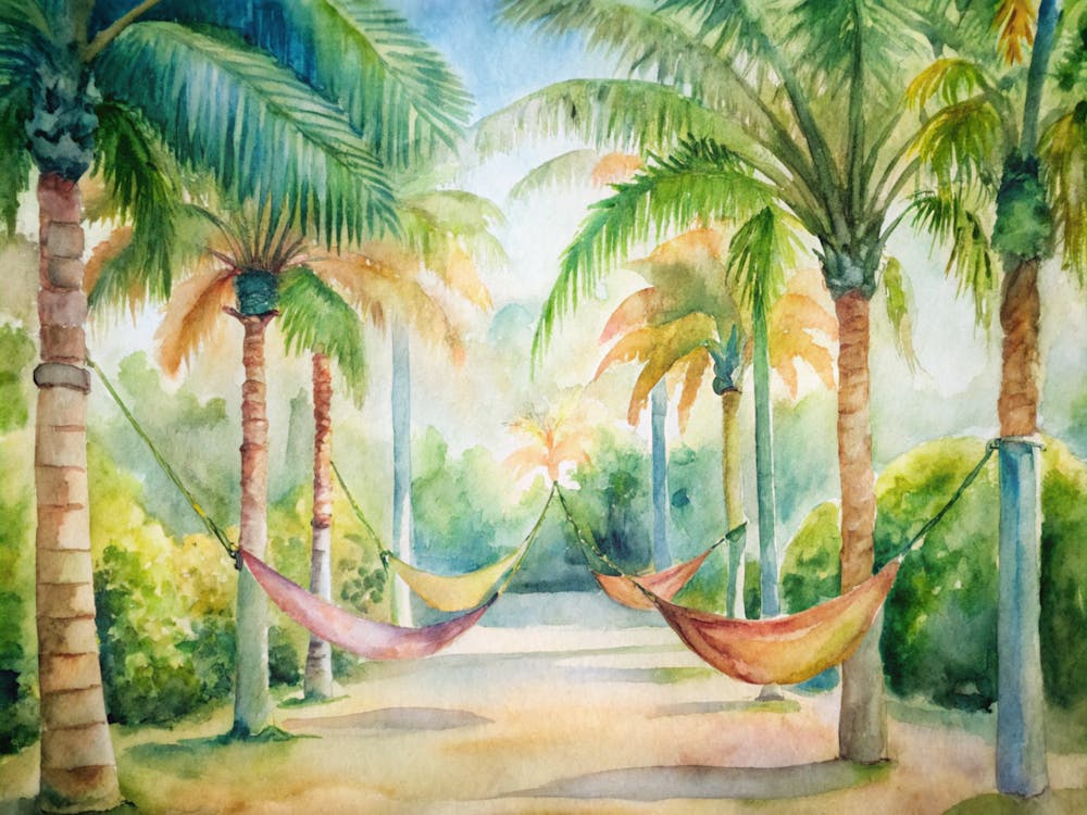 Hammocks In The Palm Trees