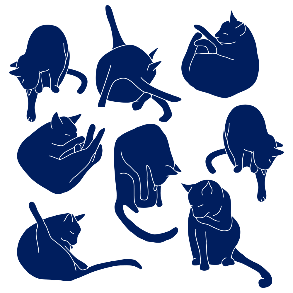 Cats Doing Cat Things Blue and White