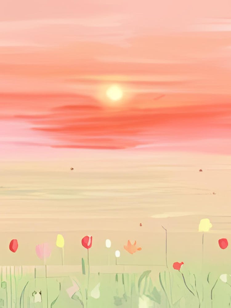 Sunset With Flowers 1