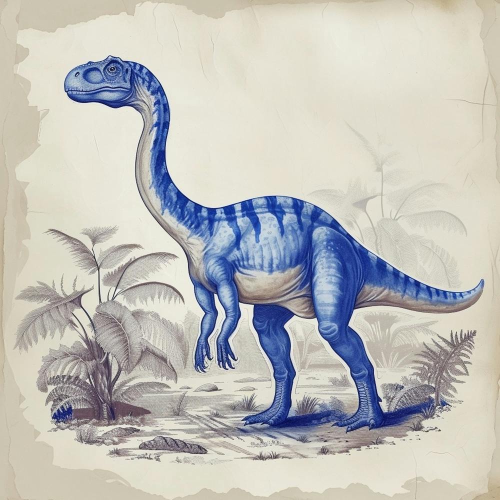 Dinosaure Bleu Style Illustration Vintage