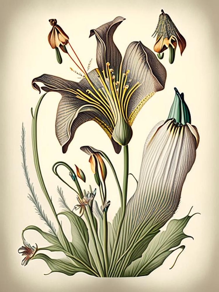 Mariposa Lily Wildflower Vintage Botanical 2