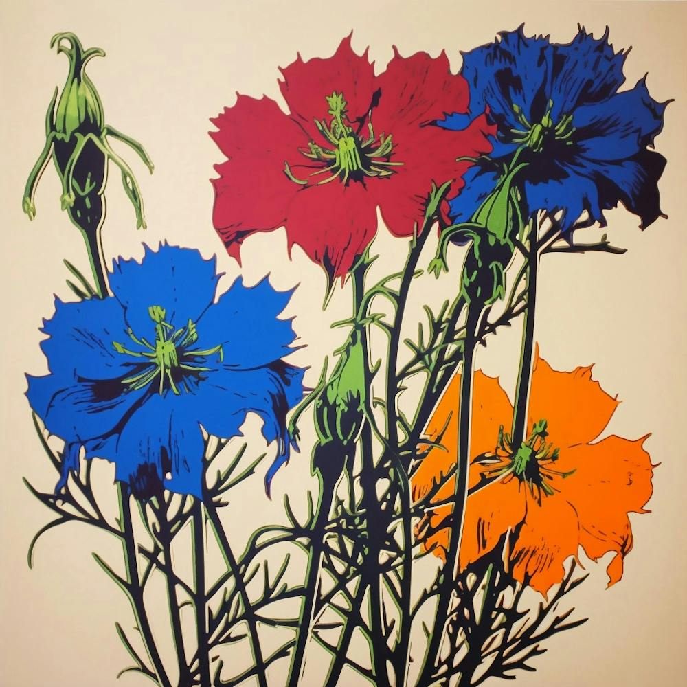 Love In A Mist Nigella 5 Pop Art Illustration Square