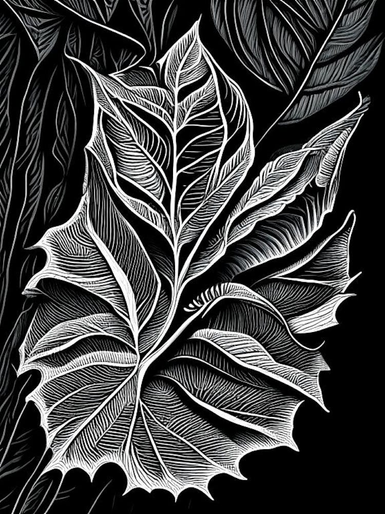 Marsh Tea Leaf Linocut 3