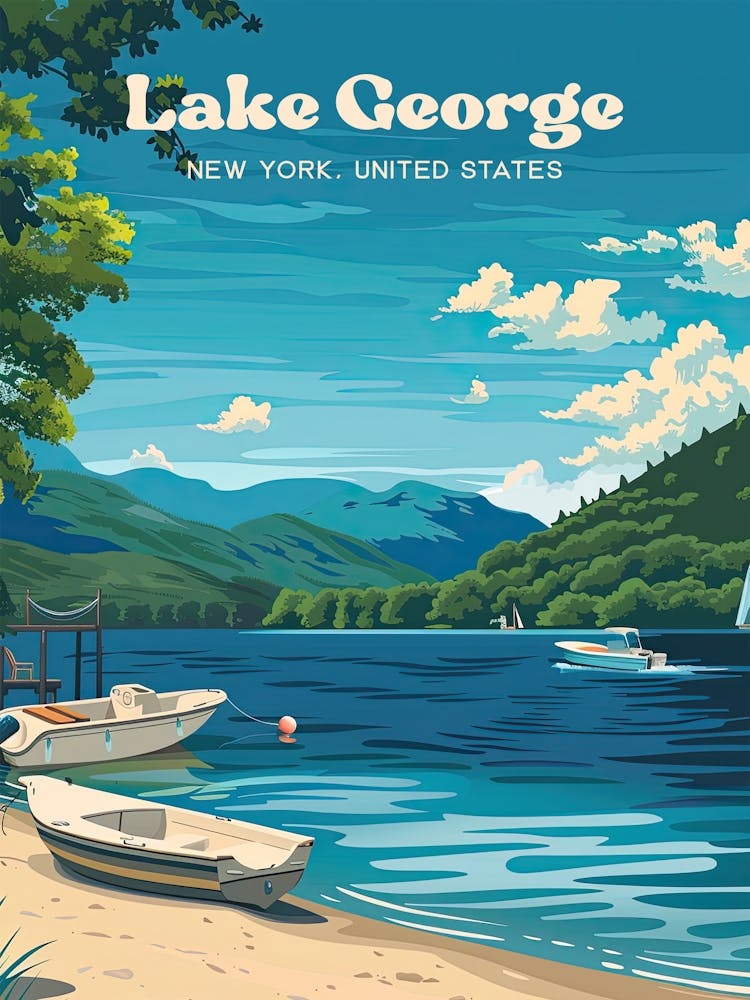 Lake George New York Art Illustration