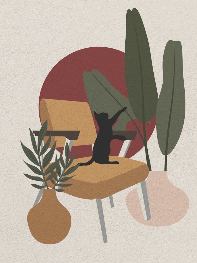 Minimal Art Cat On A Chair