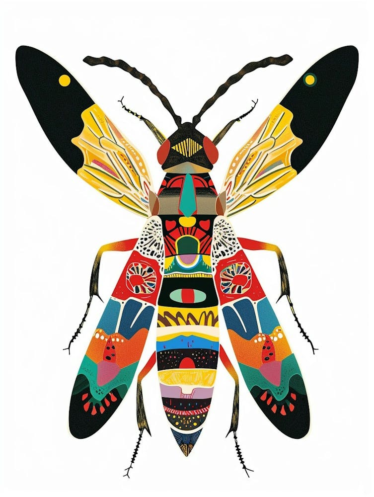 Colourful Insect Illustration Wasp 5