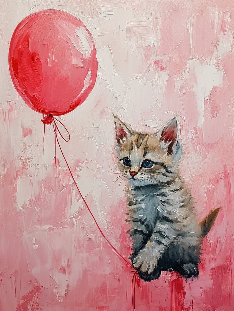 Cute Cat 7 With Balloon