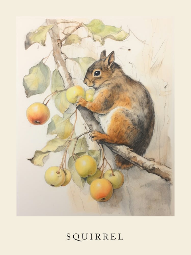 Beatrix Potter Inspired  Animal Watercolour Squirrel 4