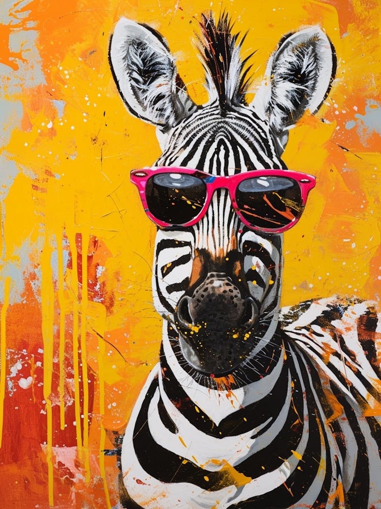 Kitsch Portrait Of A Zebra In Sunglasses 1