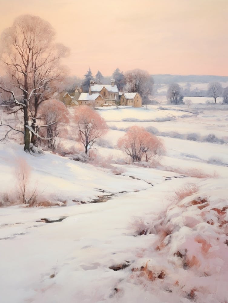 Dreamy Winter Painting Cotswolds United Kingdom 2