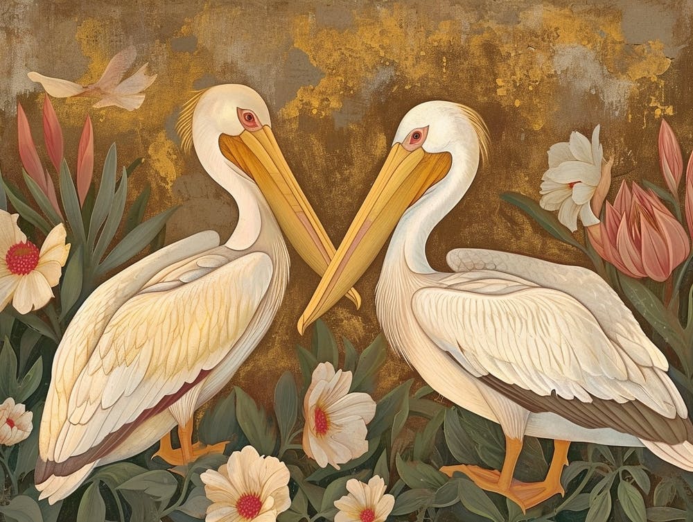 Floral Animal Illustration Pelican 3