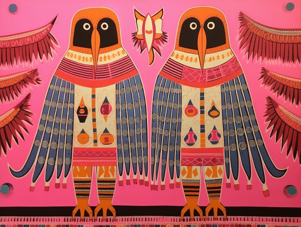 Hawk 1 Folk Style Animal Illustration