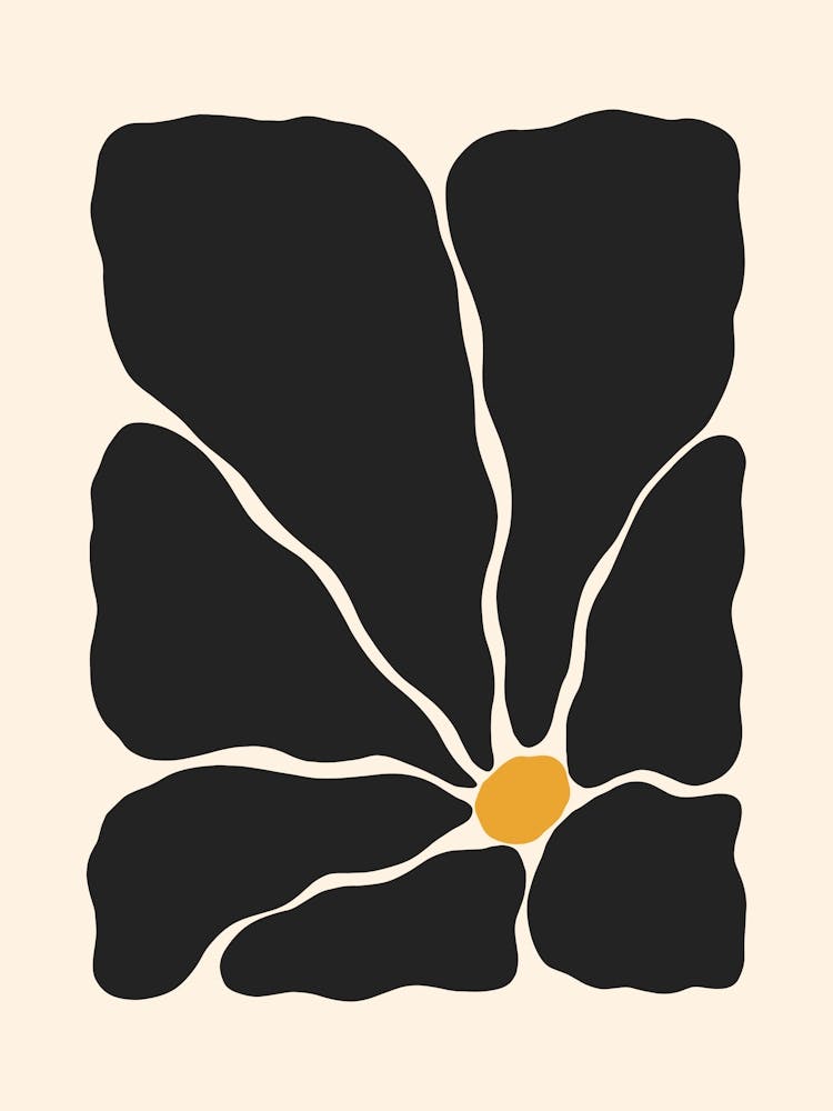 Abstract Flower 02 - Black and Yellow