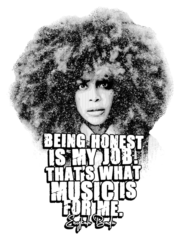 Erykah Badu Black White Line Art with Quotes