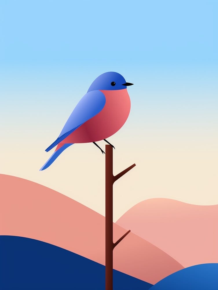 Minimalist Eastern Bluebird 2 Illustration