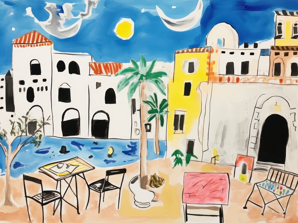 Bari Italy Cute Watercolour Illustration 2