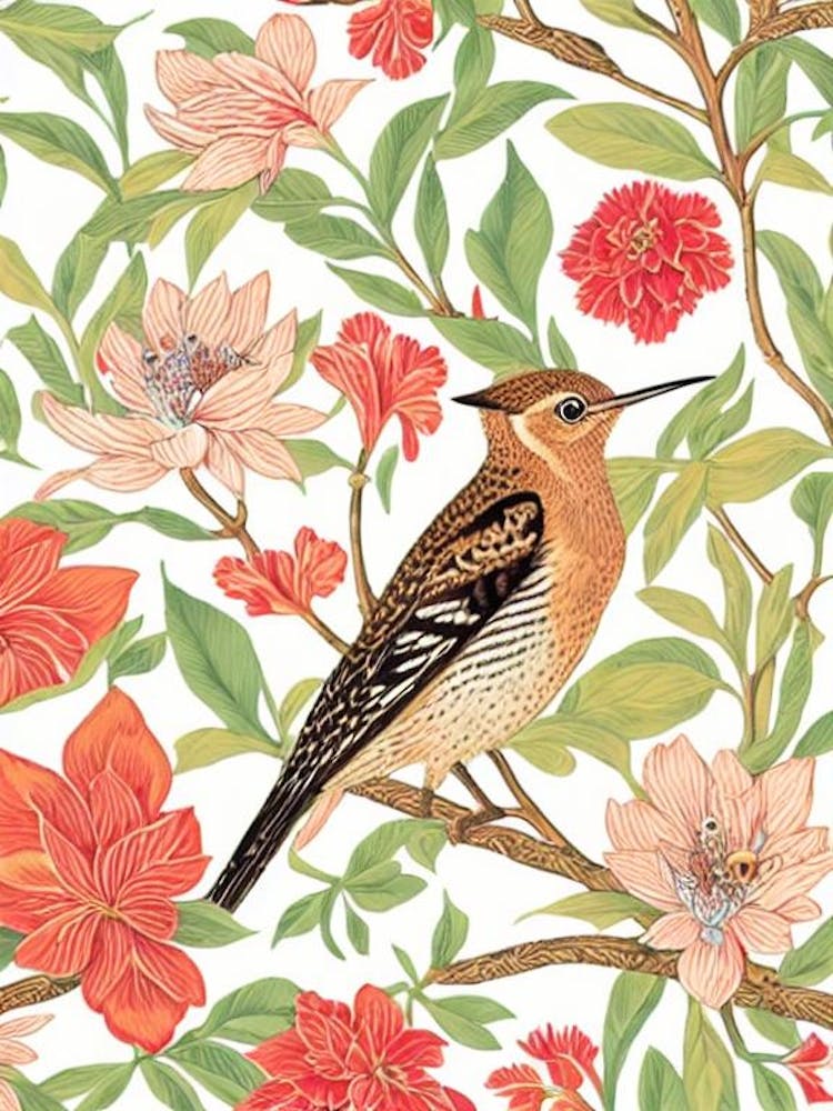Wiedehopf 2 Vogel im William Morris Stil