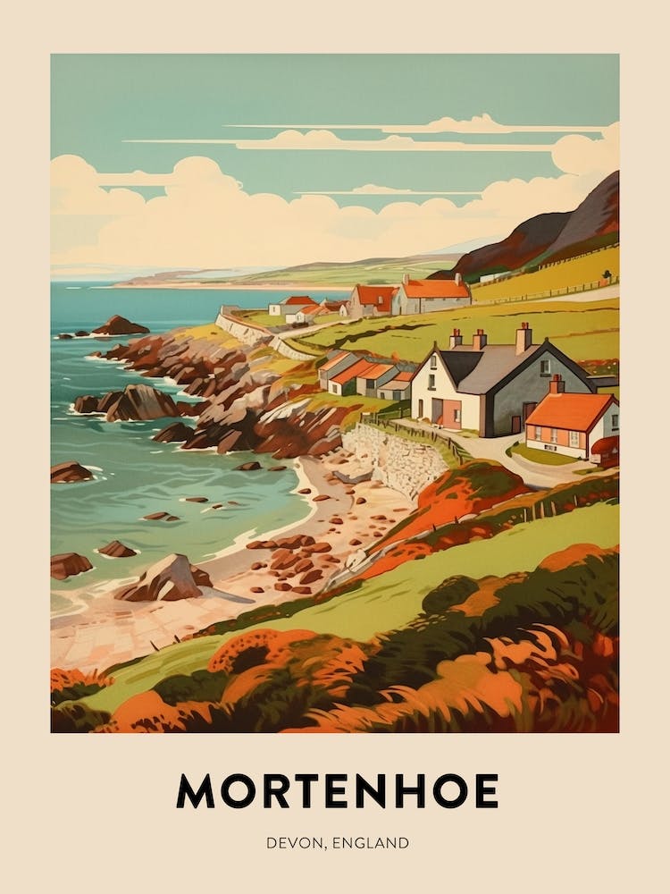 Devon Vintage Travel Poster Mortenhoe 2