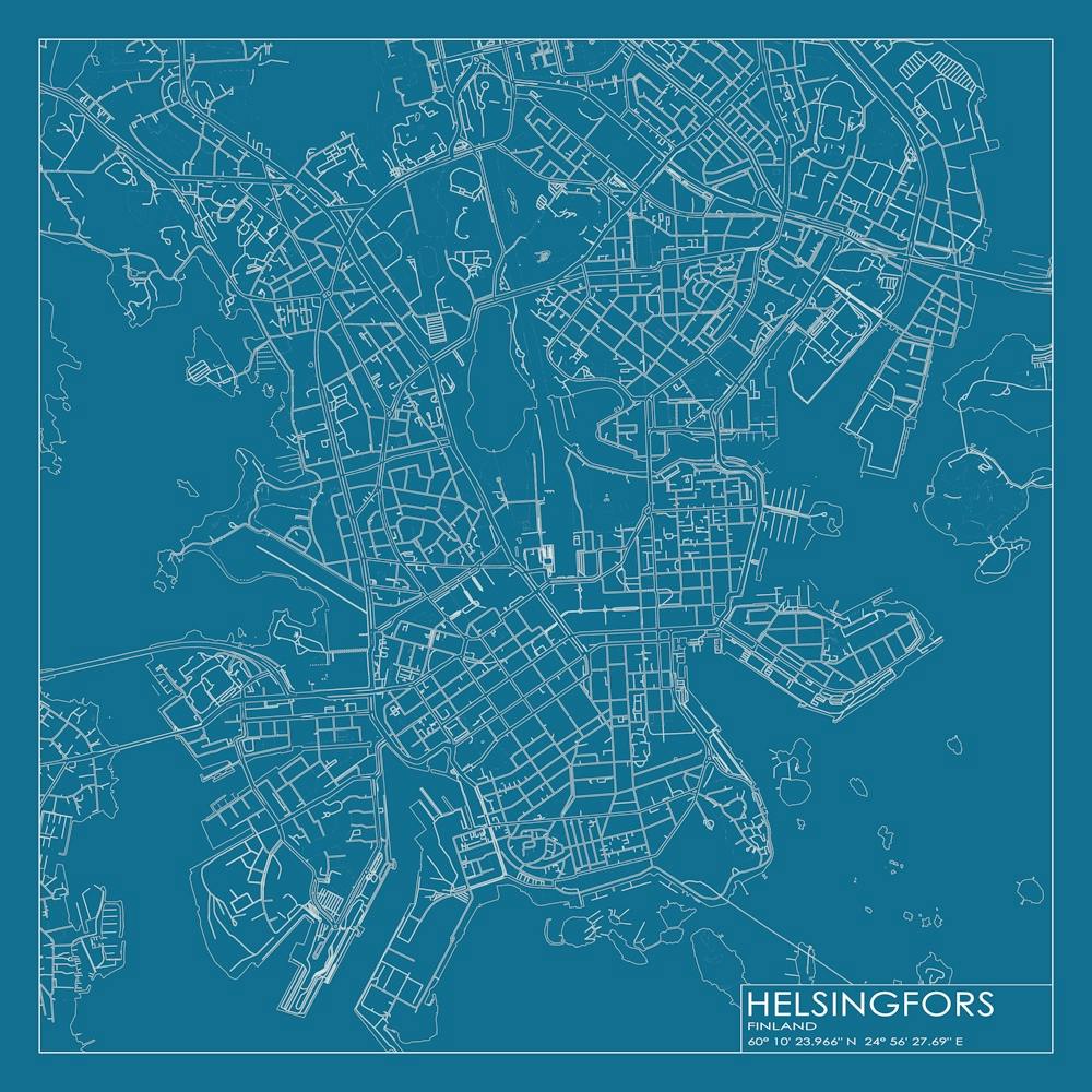 Helsingfors Finland city map blueprint design
