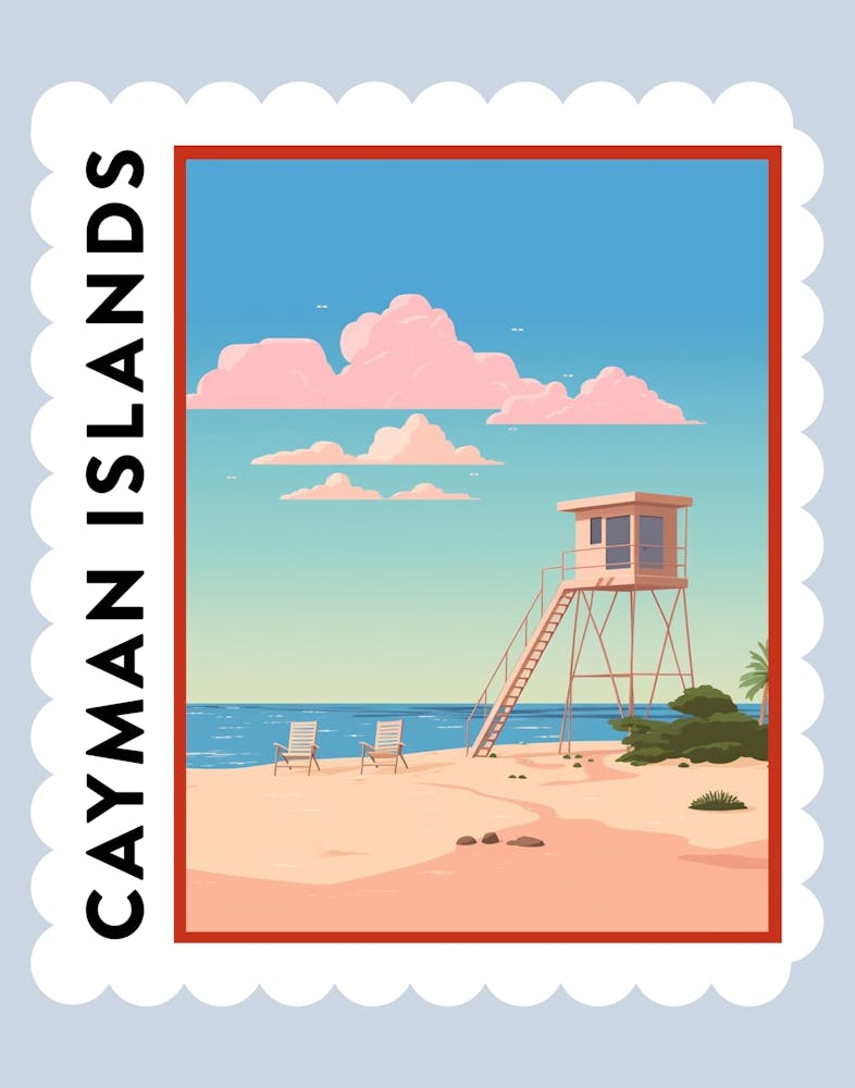 Cayman Islands Travel Stamp Poster