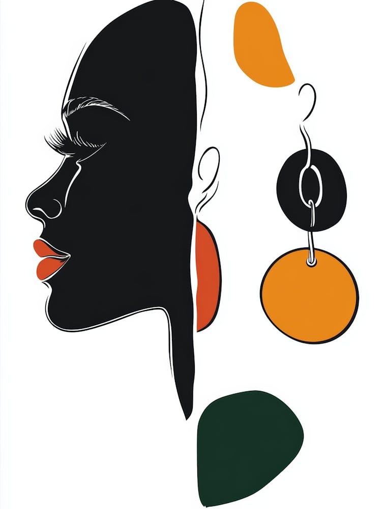 Silhouette Of A Woman With Earrings