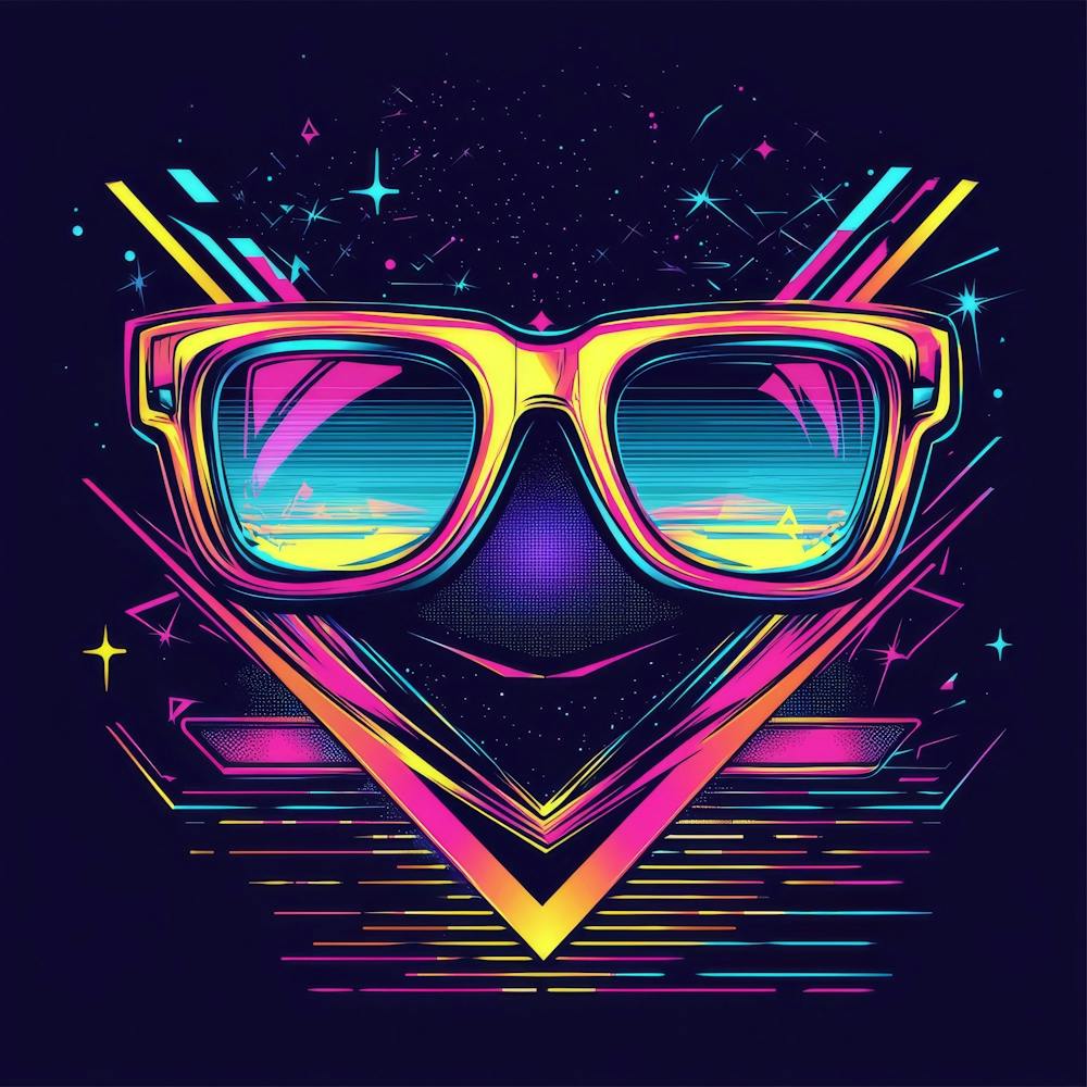 80'S Retro Glasses print