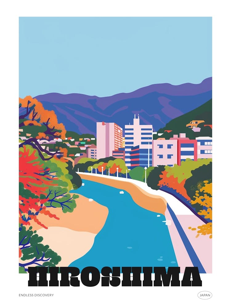 Hiroshima Japan 1 Colourful Travel Poster