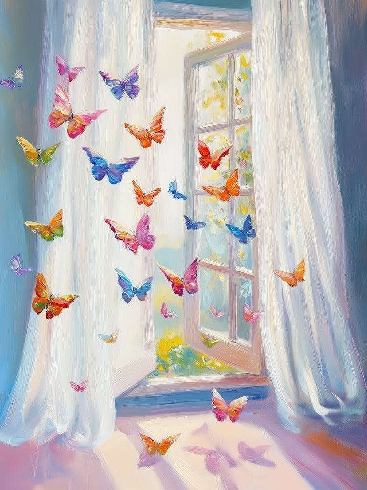 Pastel Schmetterlinge Malerei, Sommer Artprint, bunte fliegende Schmetterlinge 1