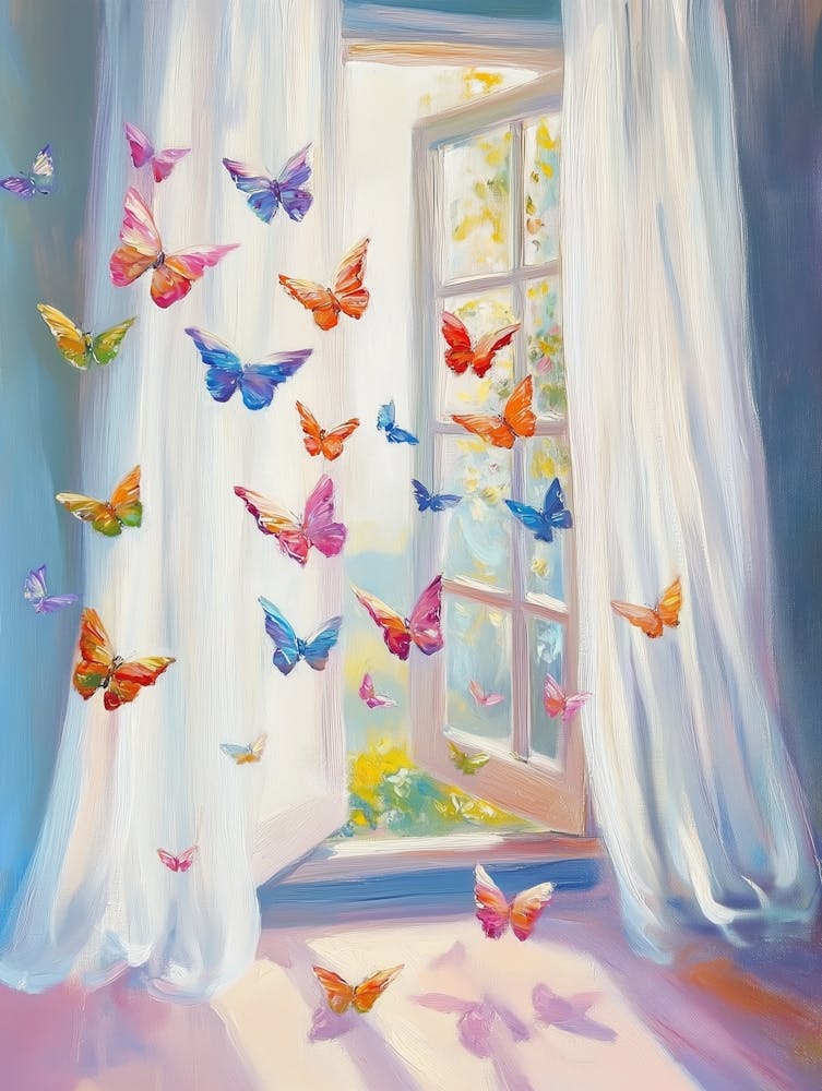 Pastel Schmetterlinge Malerei, Sommer Artprint, bunte fliegende Schmetterlinge 1