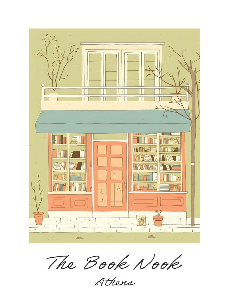 Athens The Book Nook Pastel Colours 1 Poster