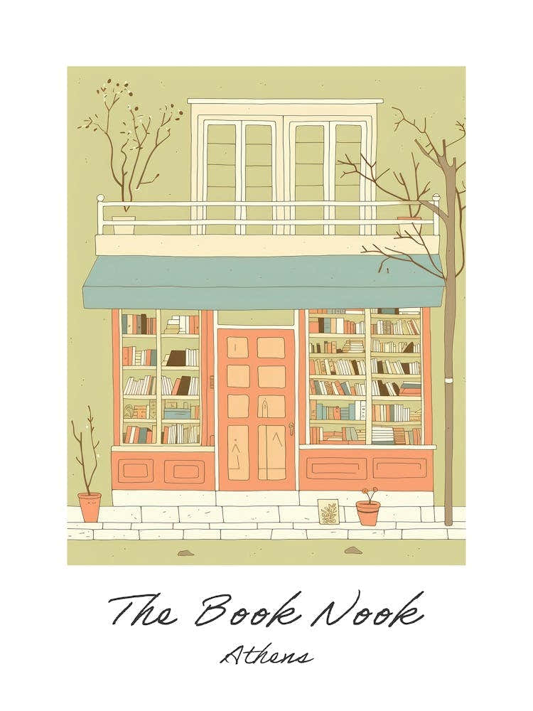 Athens The Book Nook Pastel Colours 1 Poster