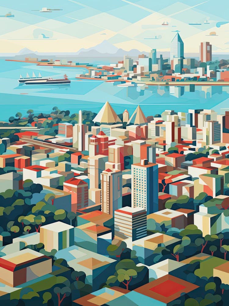 San Diego, Usa, Geometric Illustration 4