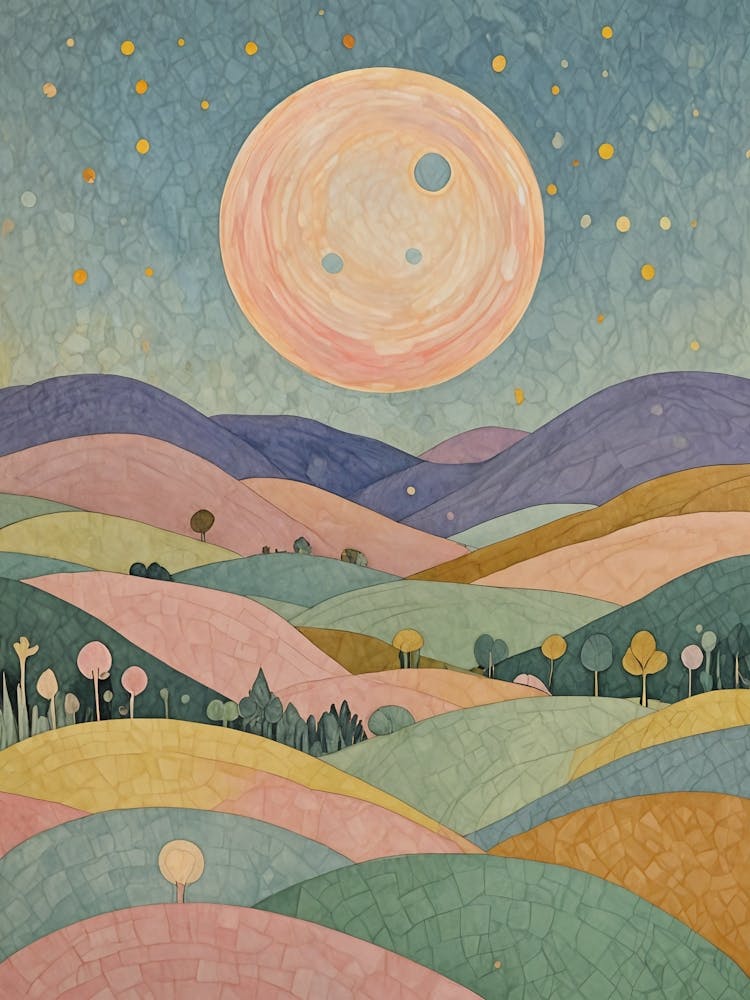 Moon Over The Colourful Hills
