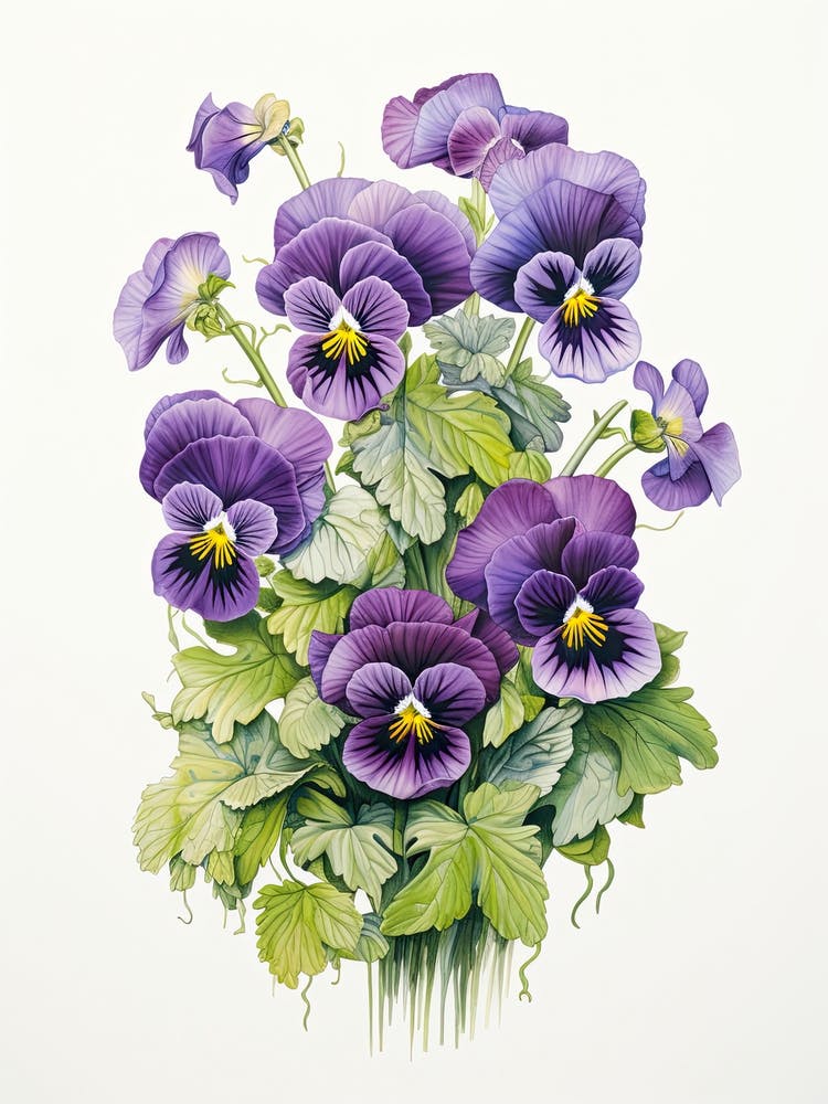 Pansies Flower Vintage Botanical 0